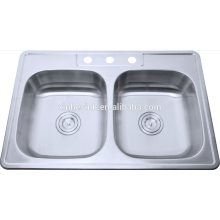 Topmounted Stainless steel double bowl used kitchen sinks for sale